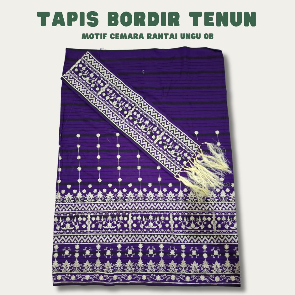 Kain Tapis bordir lampung bahan tenun 3 tingkat - Motif cemara ungu ob