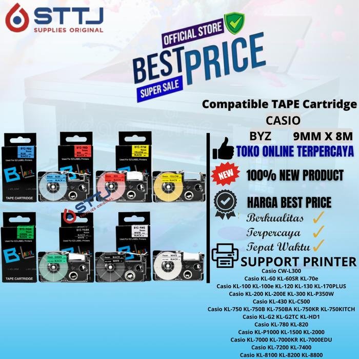 Label Tape Casio 9 / 12 / 18 X 8m Compatible Printer KL60 KL120 KL7400 KL820