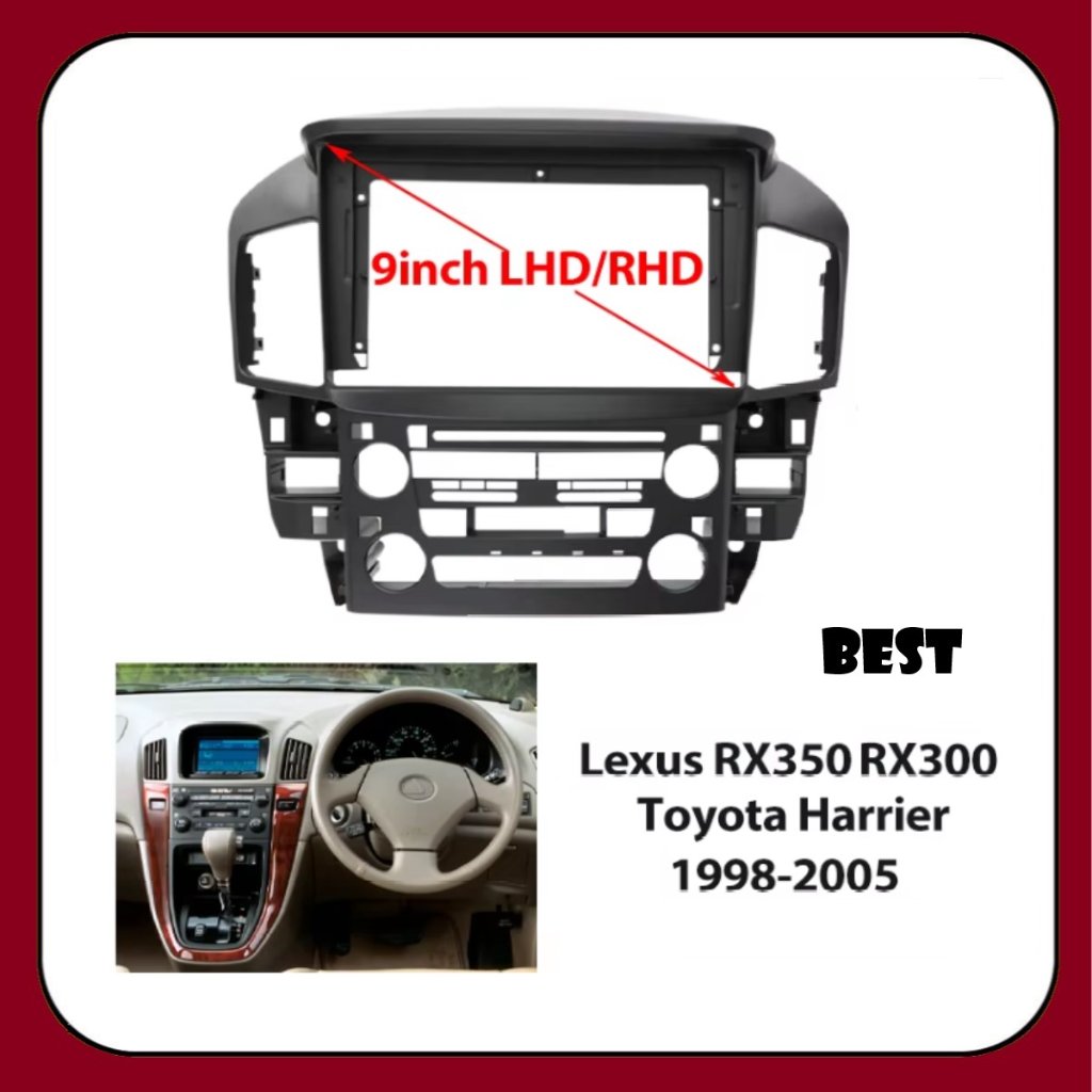 FRAME HEADUNIT ANDROID 9 INCH TOYOTA HARRIER / LEXUS RX300 1998 - 2005