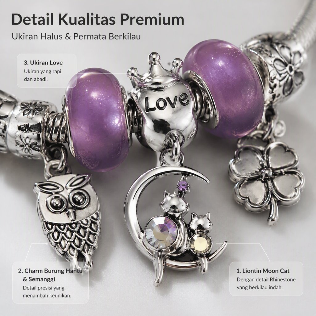 Gelang PANDORA original - Gelang Wanita [HanSweet] HS-523 [FREE BOX] Gelang Pandora Gelang Charm Wan