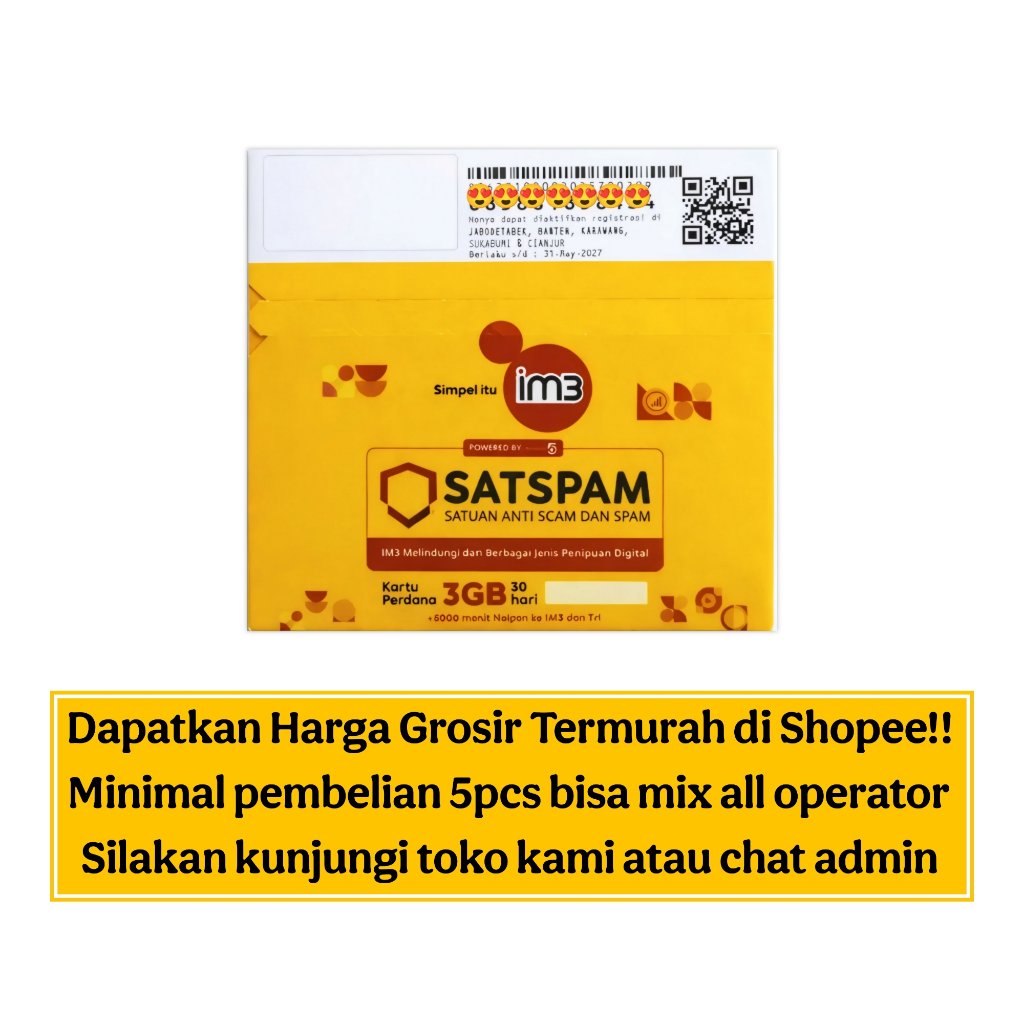 #MV1 Perdana Im3 Segel, Kosongan / Kuota 3gb, Kartu prabayar Indosat 4G/5G