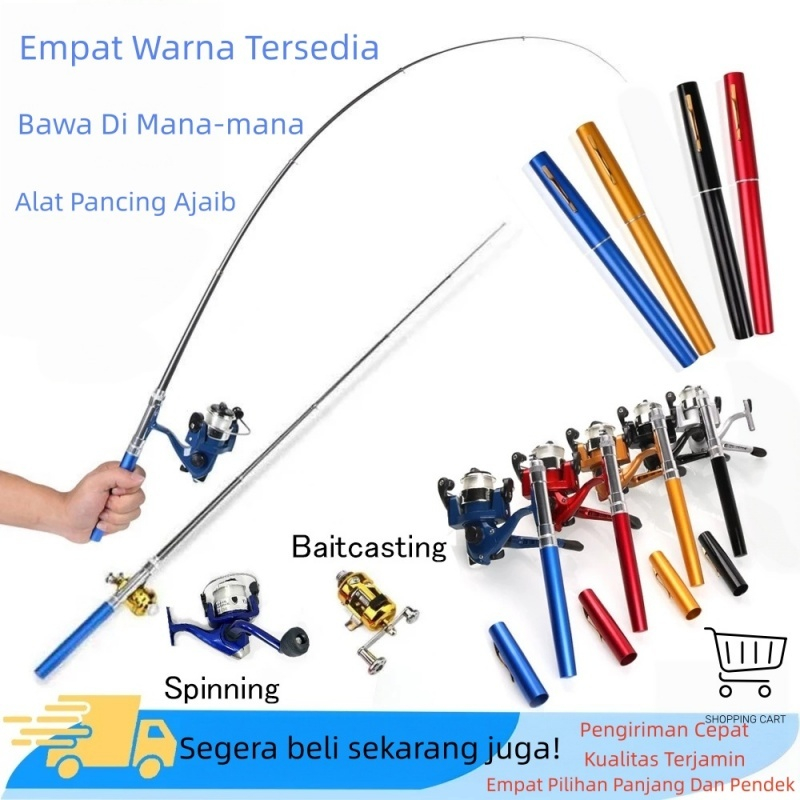 Joran Pancing Pulpen Jumbo 1.6m/1.4m/1.2m/1.0m Joran Pena Saku Pancing Mini Portabel Joran Travel Ro