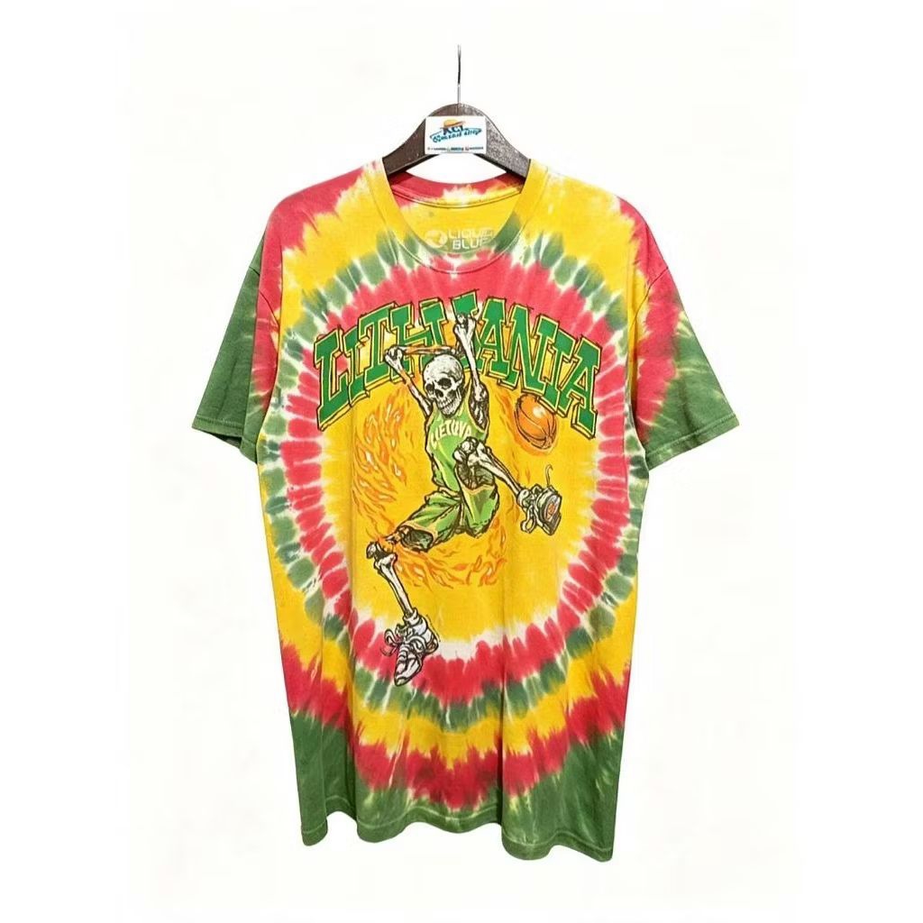 Kaos vintage reprinted Lithuania basketball tie dye by liquid blue