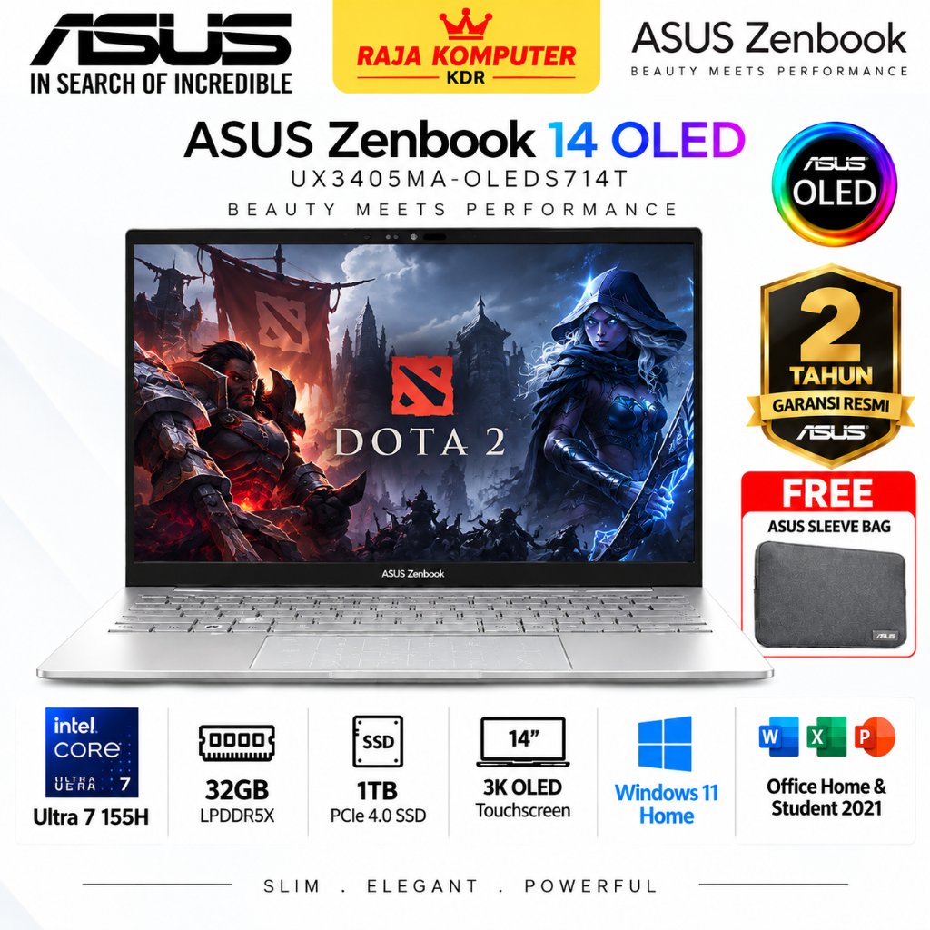 ASUS ZENBOOK 14 OLED TOUCH UX3405MA ULTRA 7 155H 32GB 1TB W11+OHS