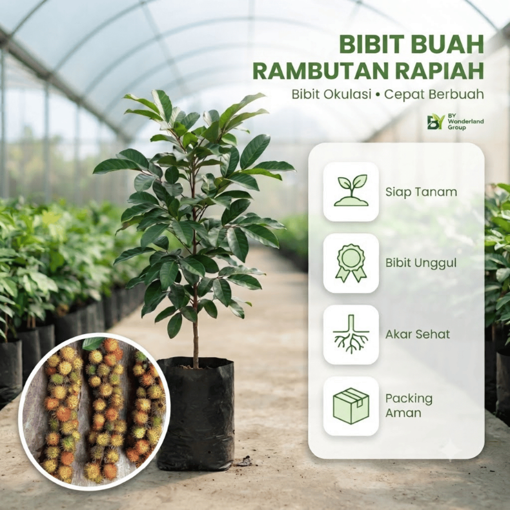 Bibit Rambutan Rapiah Super Unggul Asli Cangkok / Okulasi Cepat Berbuah