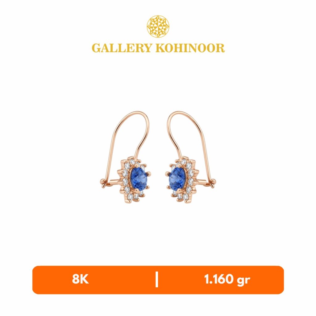 ANTING EMAS LOVE PERMATA BIRU GALLERY KOHINOOR 1.16 gram 8K 72123