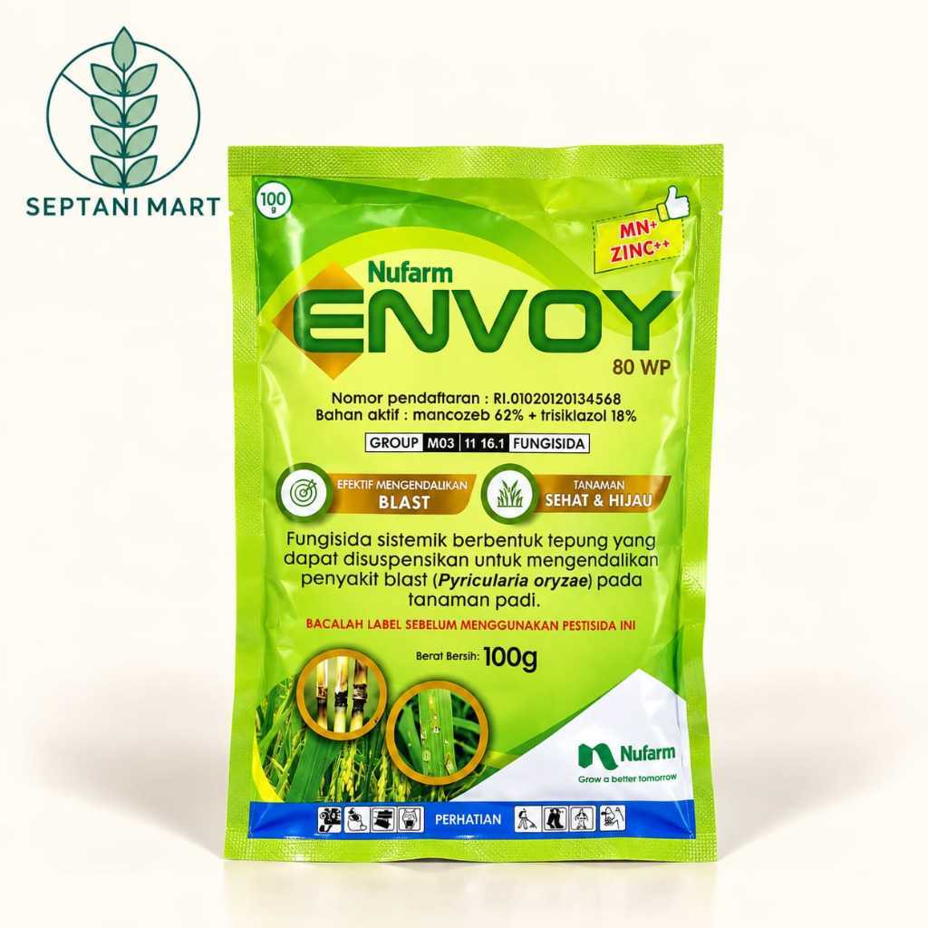 Fungisida Sistemik ENVOY 80 WP Nufram 100g Mengendalikan Blas Padi Mancozeb Trisiklazol
