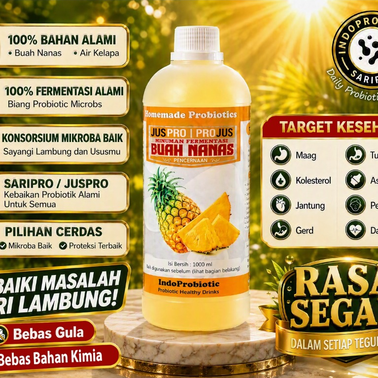 IndoProbiotik | Juspro | Jus Probiotik | Minuman Probiotik | Minuman Fermentasi | Promic Buah Nanas 