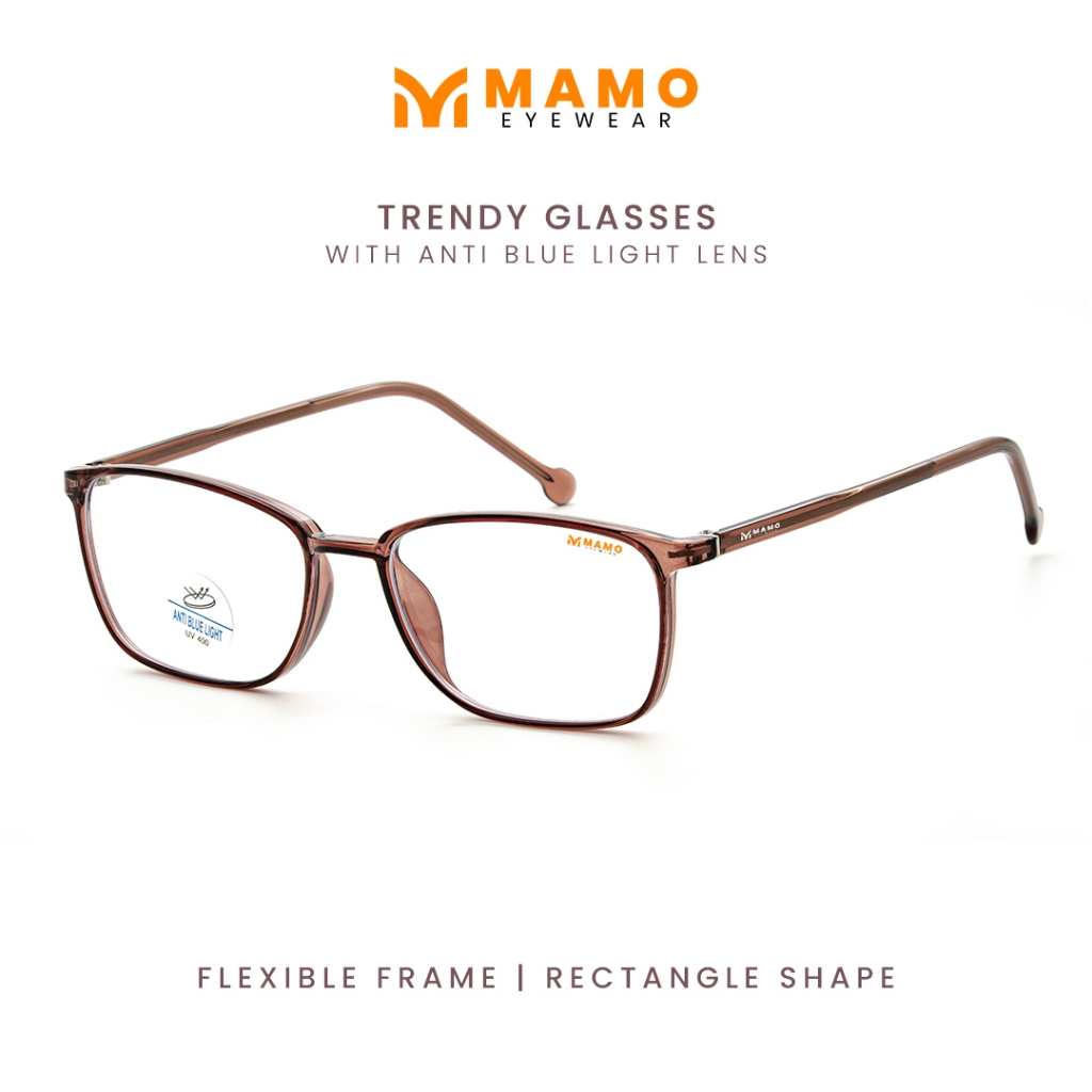 Mamo Kacamata Rectangle TR90 Anti Radiasi Minus Pria Wanita 8249