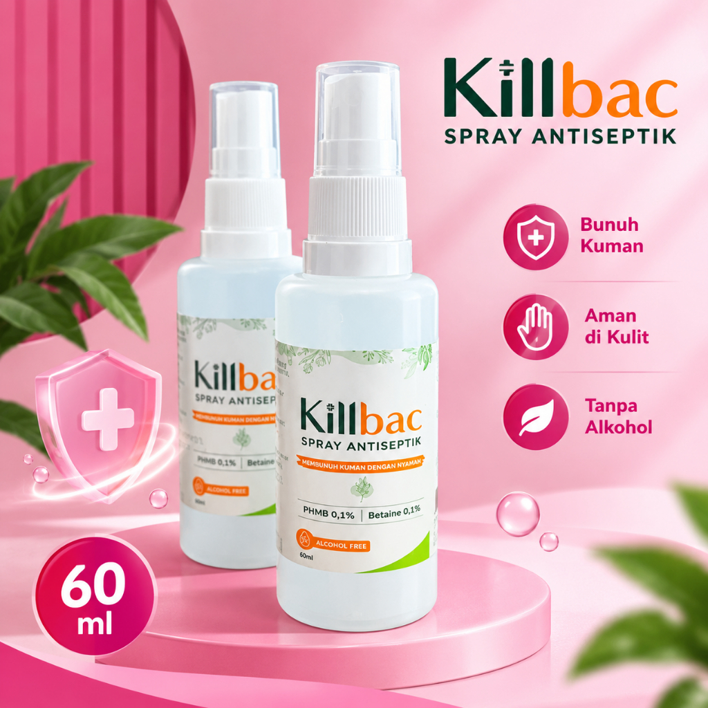 KillBac 60 ml / Pencuci luka / Perawatan luka / Killbac spray / Killbac /phmb