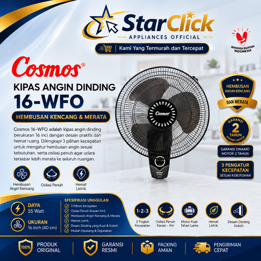 COSMOS Kipas Angin Dinding / 16-WFO / 16 WFO / 16WFO [16 Inch] [Garansi Resmi]
