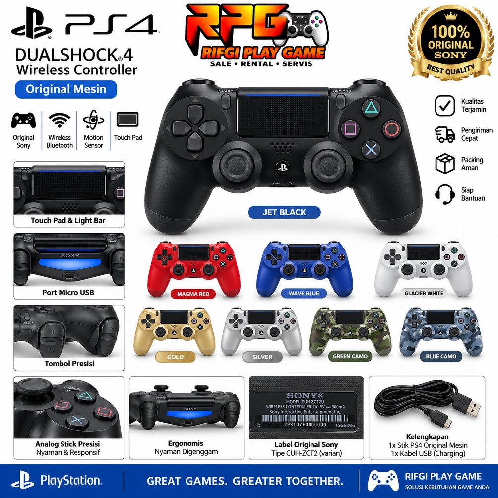 SONY Stik ps 4 wireless/stik ps 4 motif wireless controller/stik ps 4 original mesin