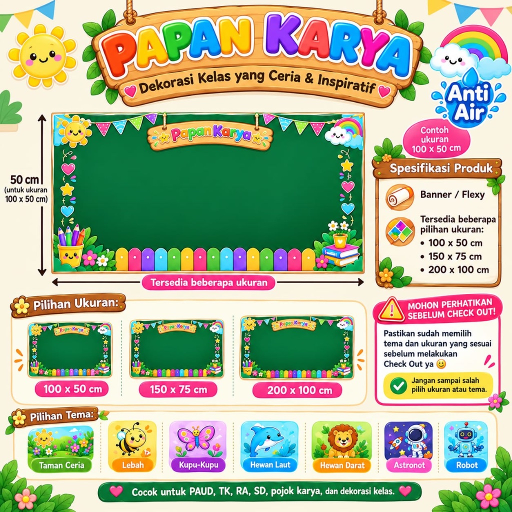 Banner Papan Karya Kelas Anak | Dekorasi Hiasan Kelas TK PAUD RA SD | Banner Mading Banner Tematik B