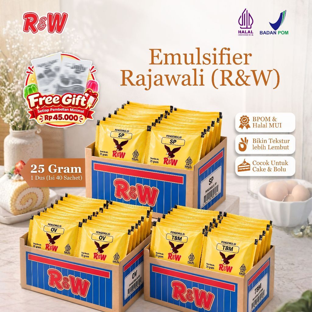 R&W Rajawali Emulsifier SP Ovalet TBM 25 Gram Isi 40 Sachet Pengemulsi Kue Cake Bolu Halal BPOM