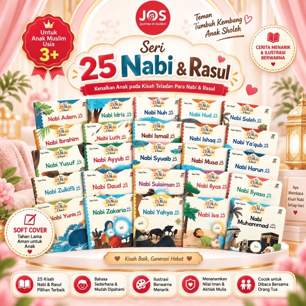 Buku Anak Mini Book Kisah 25 Nabi dan Rasul Anak Islami Full Color Usia 4 Tahun+