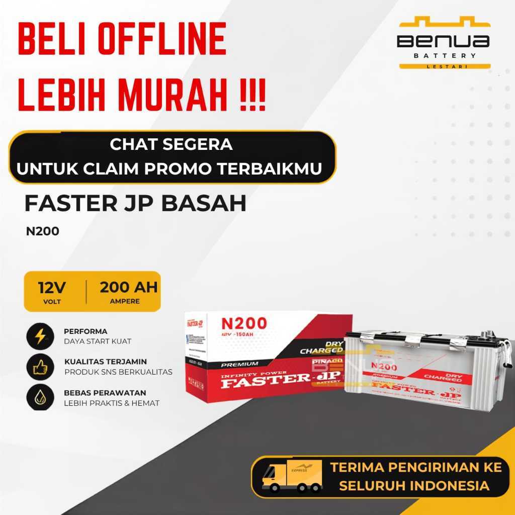 Aki Faster JP BASAH N200 / Aki N 200 / Aki Truk 12V 200Ah Original Faster