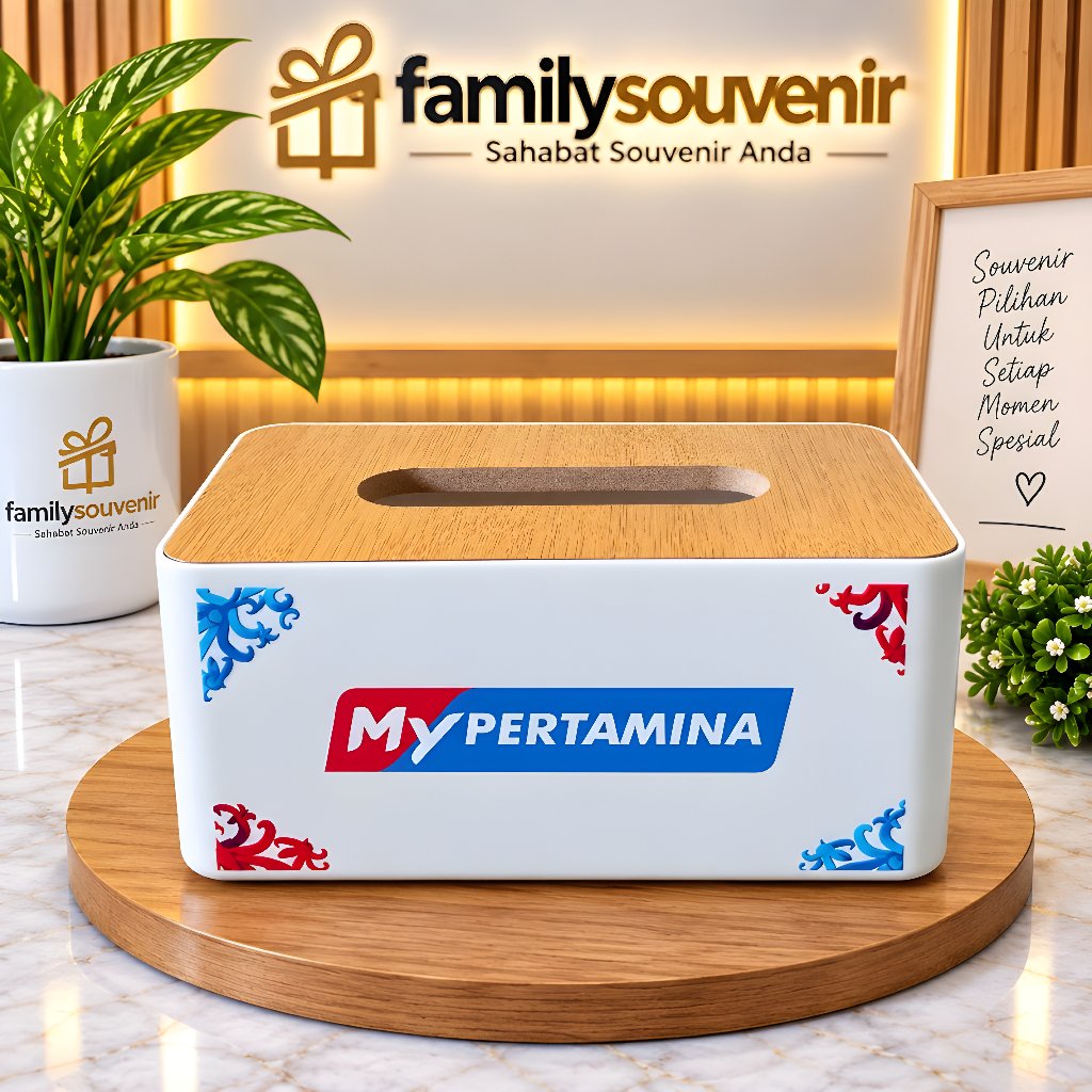 tempat kotak tisu / box tisu custom logo elegan / souvenir box tissu