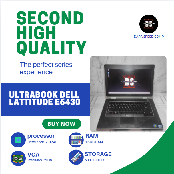 DELL LATTITUDE E6430 CORE i7-3740 / 16GB RAM / 1TB HDD / RRESOLUSI HD / NVIDIA NVS 5200M
