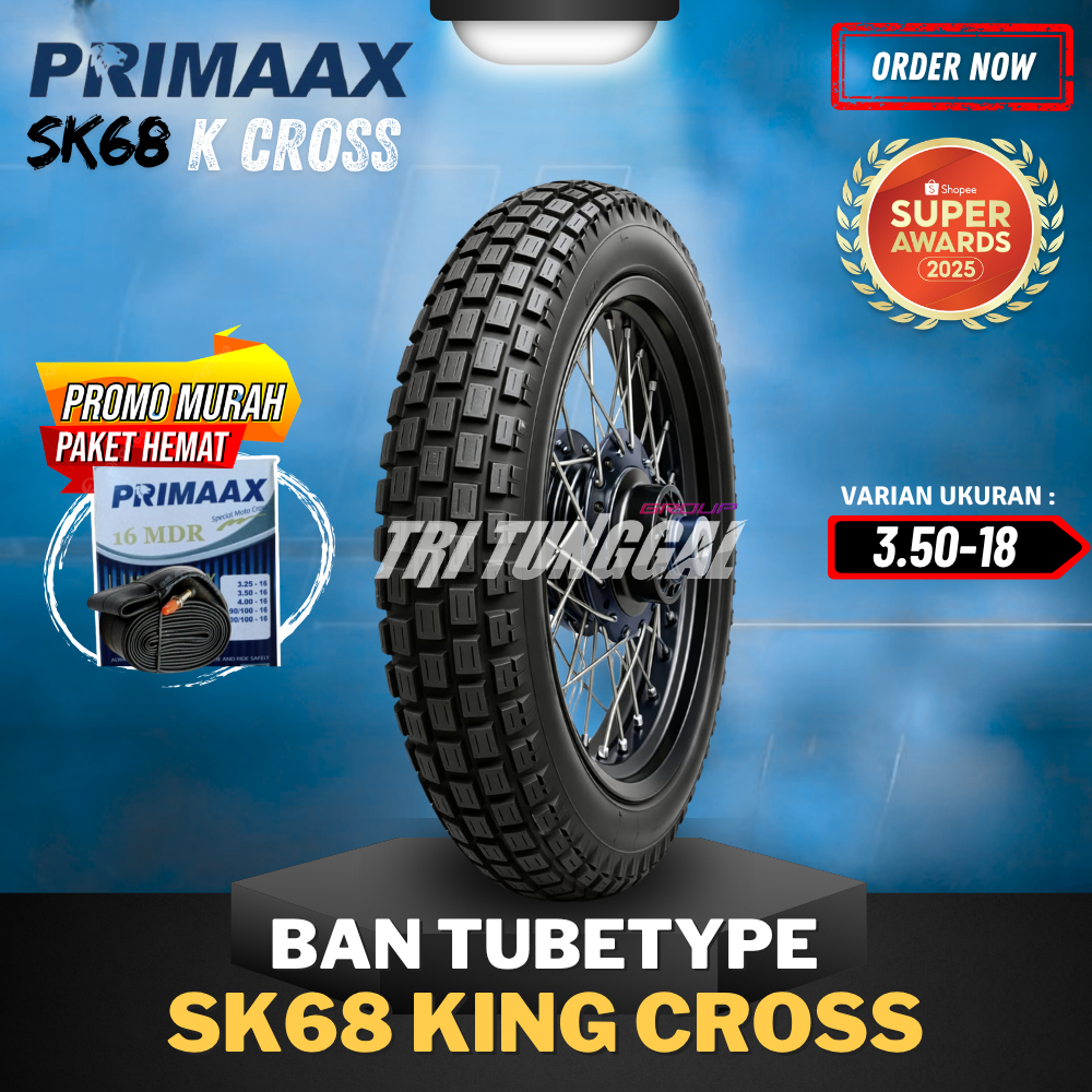 [READY COD] BAN MOTOR RING 18 / BAN PRIMAAX SK68 ON/OFF ROAD TRAIL ( 350-18 ) / BAN NON TUBLES PRIMA