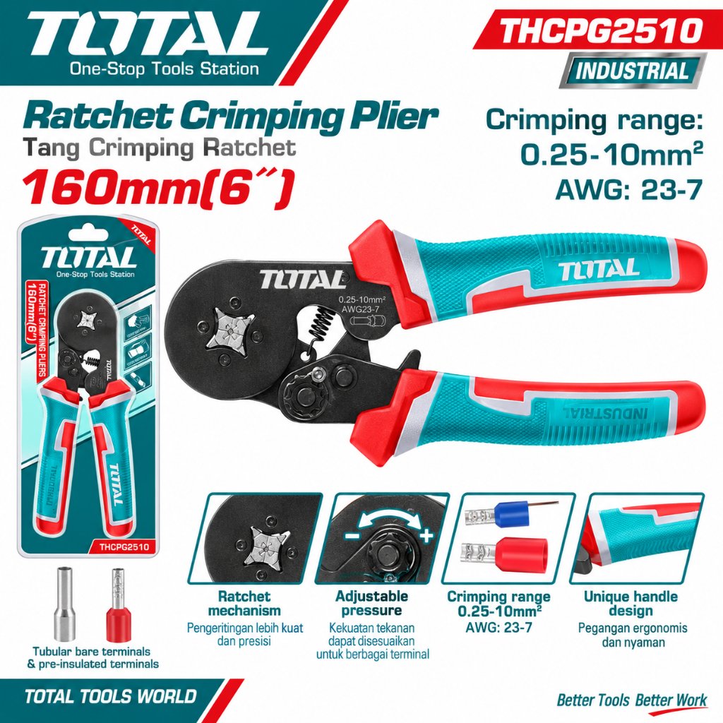 Tang crimping ratchet/Ratchet crimping plier - THCPG2510 TOTAL