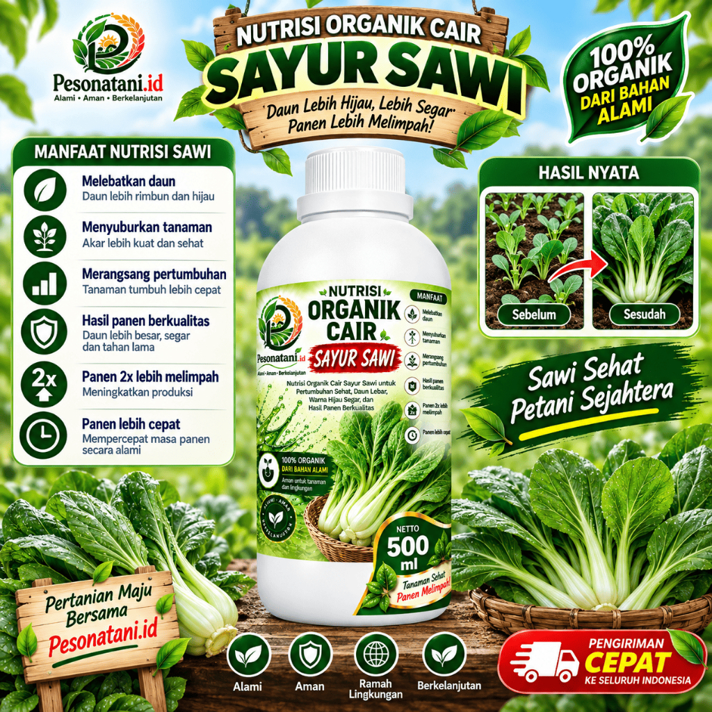 NUTRISI ORGANIK CAIR SAYUR SAWI 500ML (PESONA TANI) - Pupuk Organik Cair (POC)Tanaman Sayur Sawi Boo