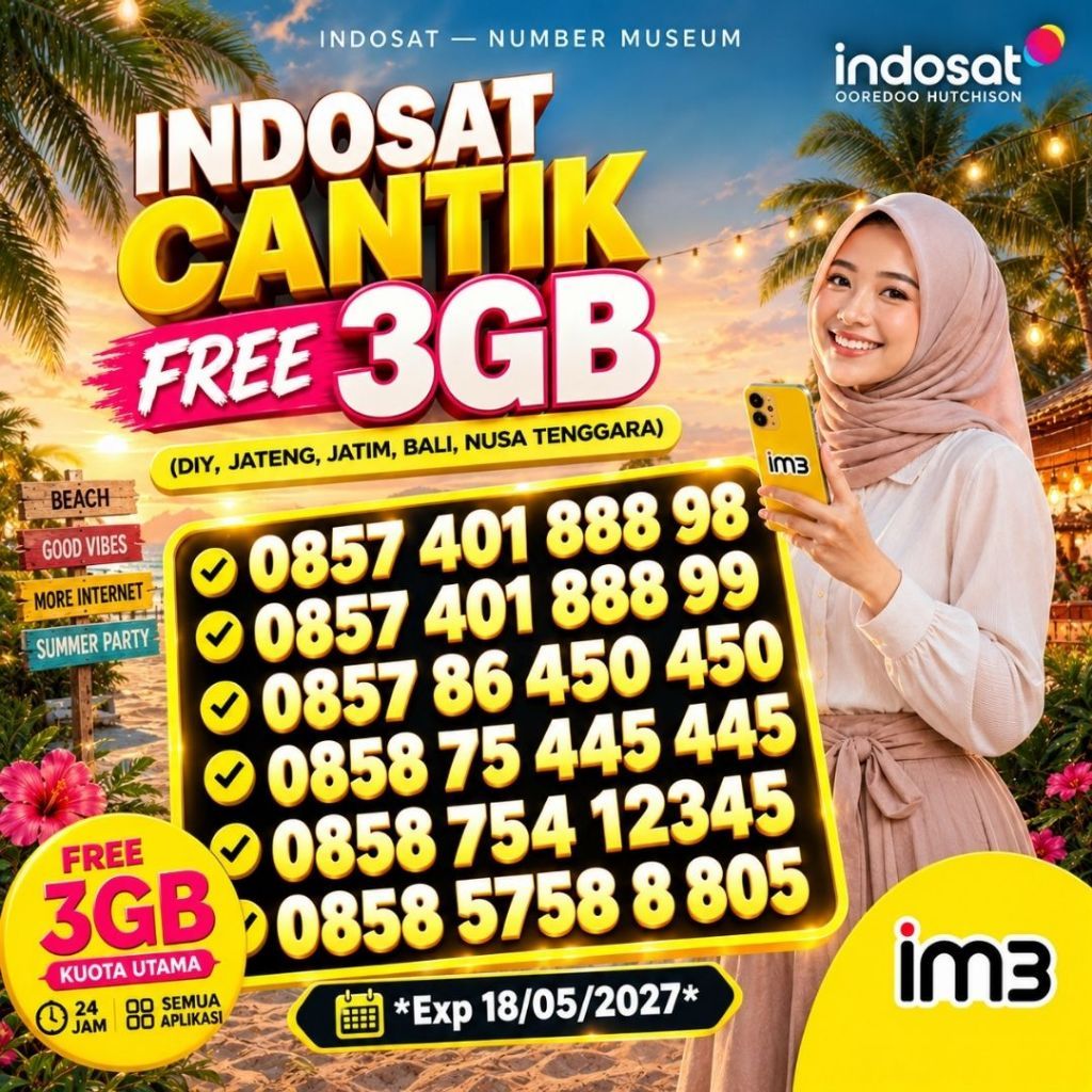 Nomor Cantik Indosat Seri Special Bonus 3gb Harga 60ribu