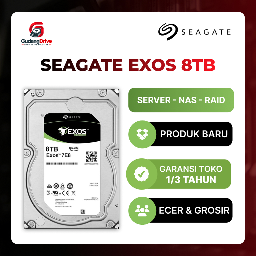 Hard Disk Seagate Exos 8TB 8T Enterprise Server NAS HDD Baru Bergaransi