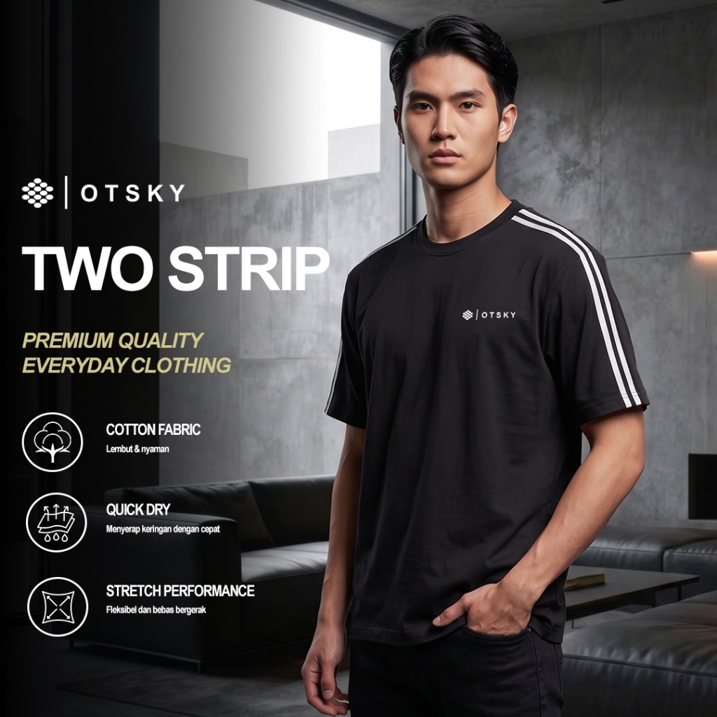 Otsky Kaos Pria Two Strip Cotton Combed 24s