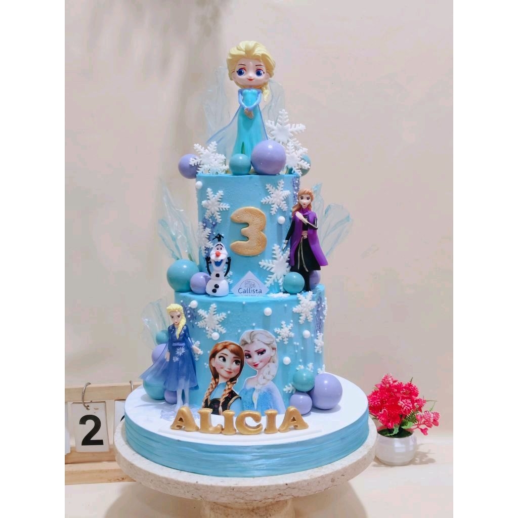 Cake Ultah Elsa anna 2 tingkat /Cake Tingkat/Cake Enak