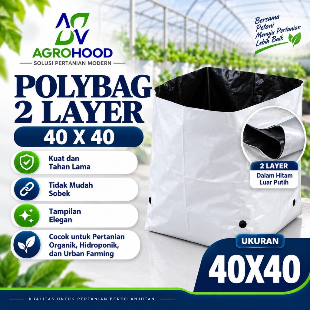 Polybag 2 Layer Luar Putih Dalam Hitam 40x40 - 1 Pack