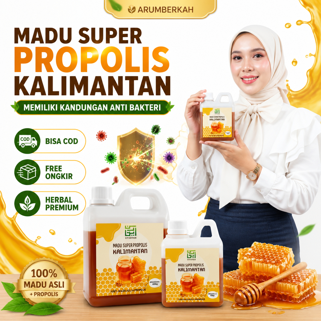 AR RAYHAN Madu Kalimantan Super Propolis Bee Pollen 1Kg Madu Hutan Asli