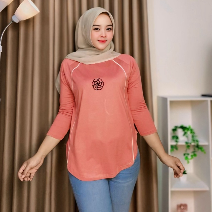 Safiyah Blouse Lengan 7/8 Bordir / Atasan Wanita Lengan 7/8