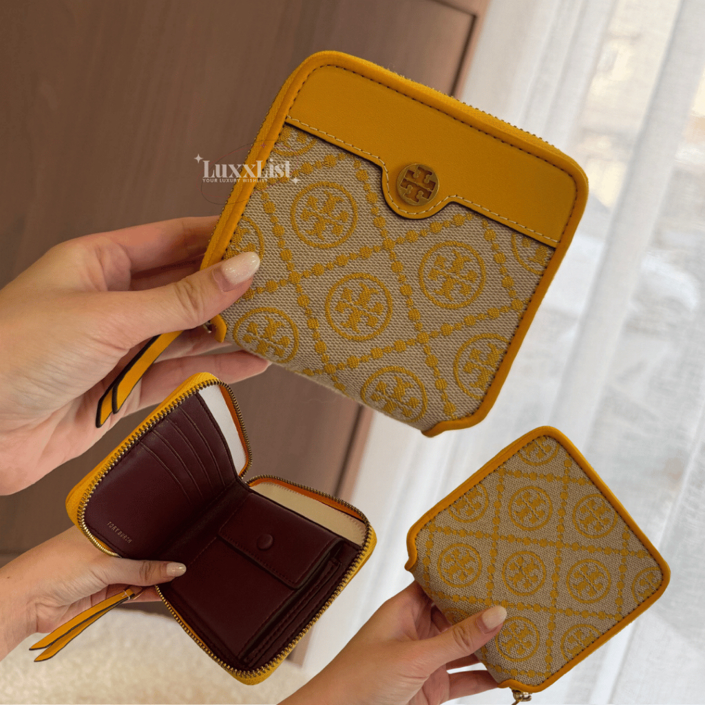 TB T Monogram Jacquard Bifold Wallet Dompet Lipat Wanita