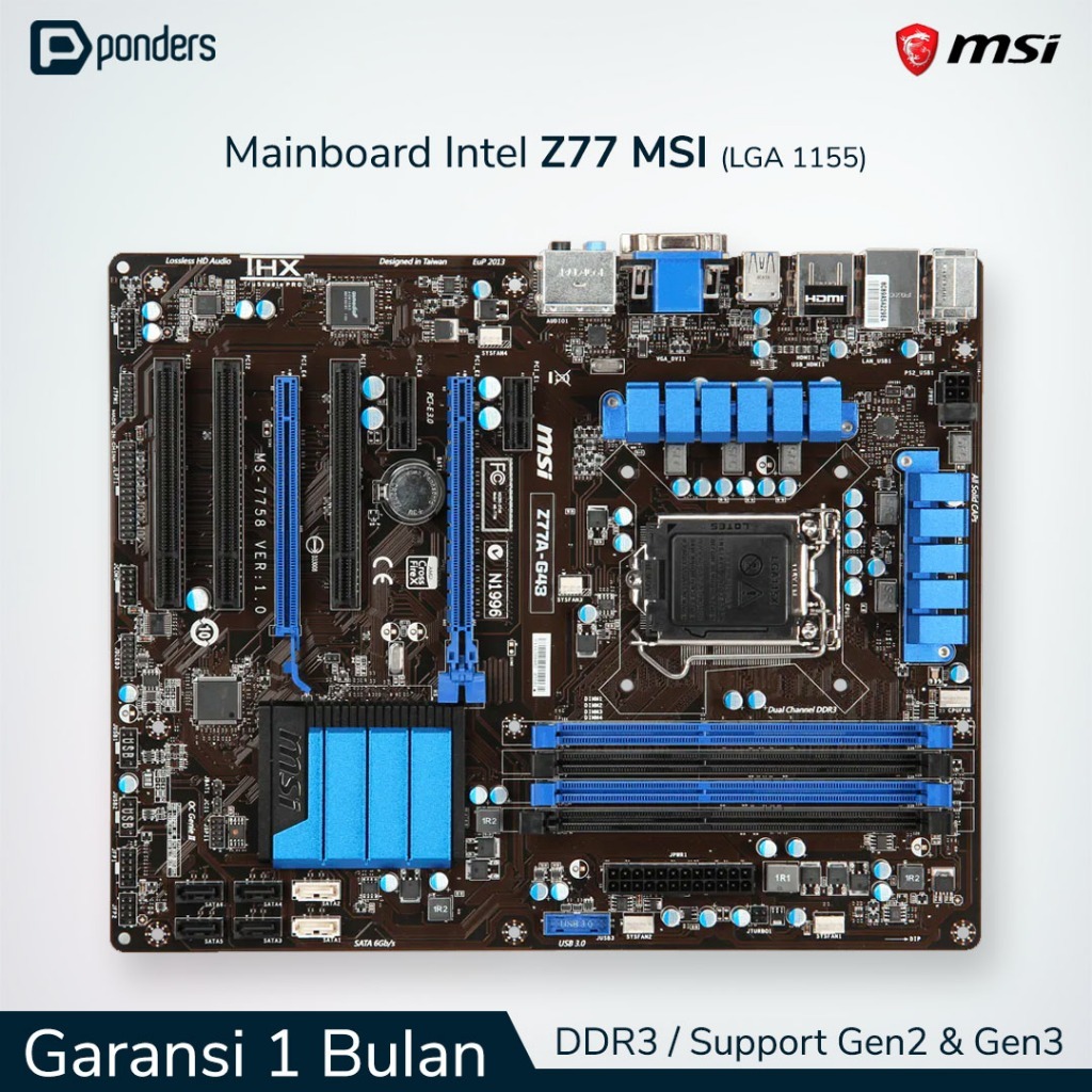Mainboard Intel MSI Z77 LGA 1155 DDR3 Support Gen2 & Gen3