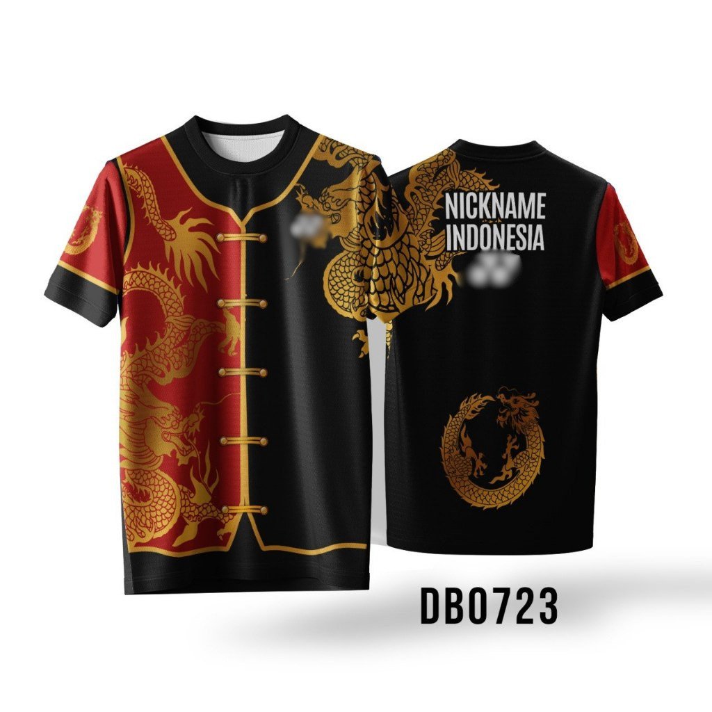 BF CLOTH Jersey Badminton Motif Naga Emas Imlek Red Black - Kaos Bulutangkis Custom Nama