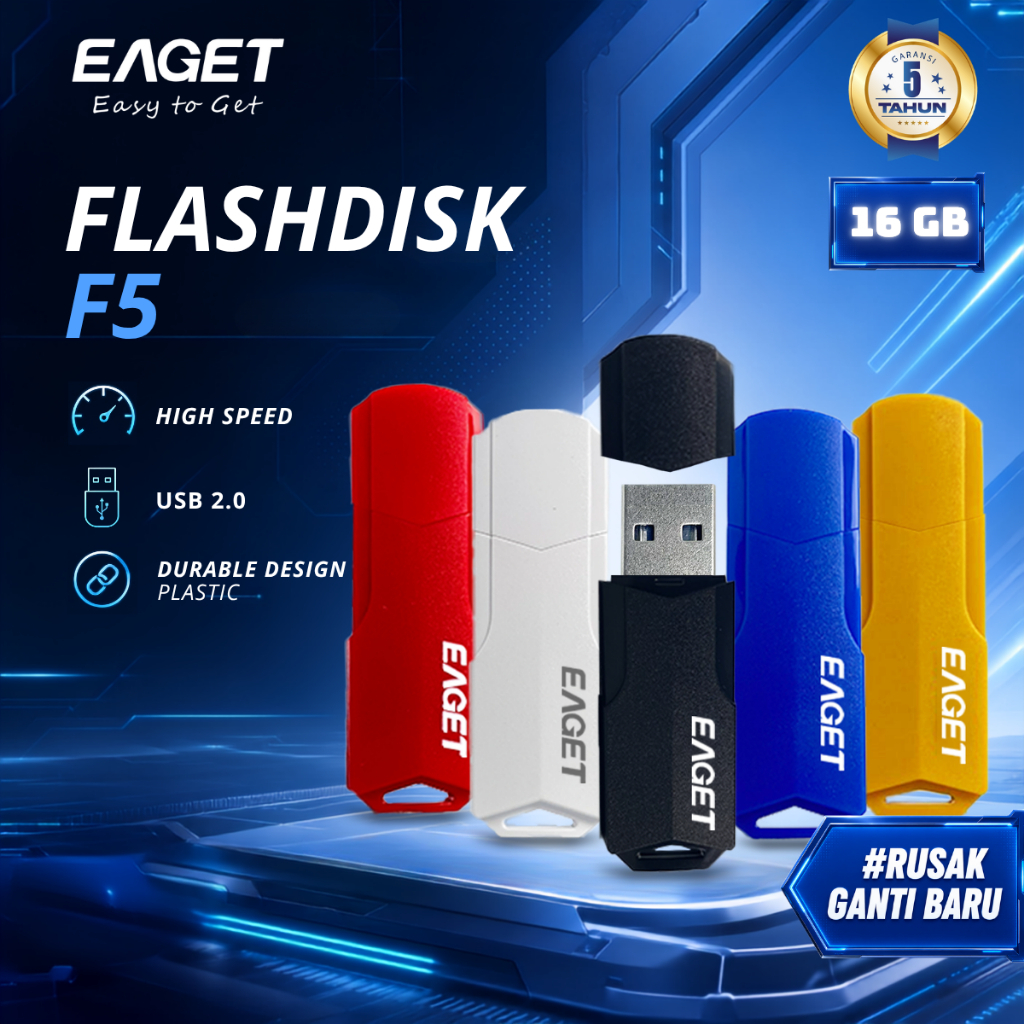 [GROSIR] EAGET Flashdisk 16GB Flashdrive USB2.0 Grosir Murah MIN 5pcs F5 Full Colour Garansi 5 Tahun