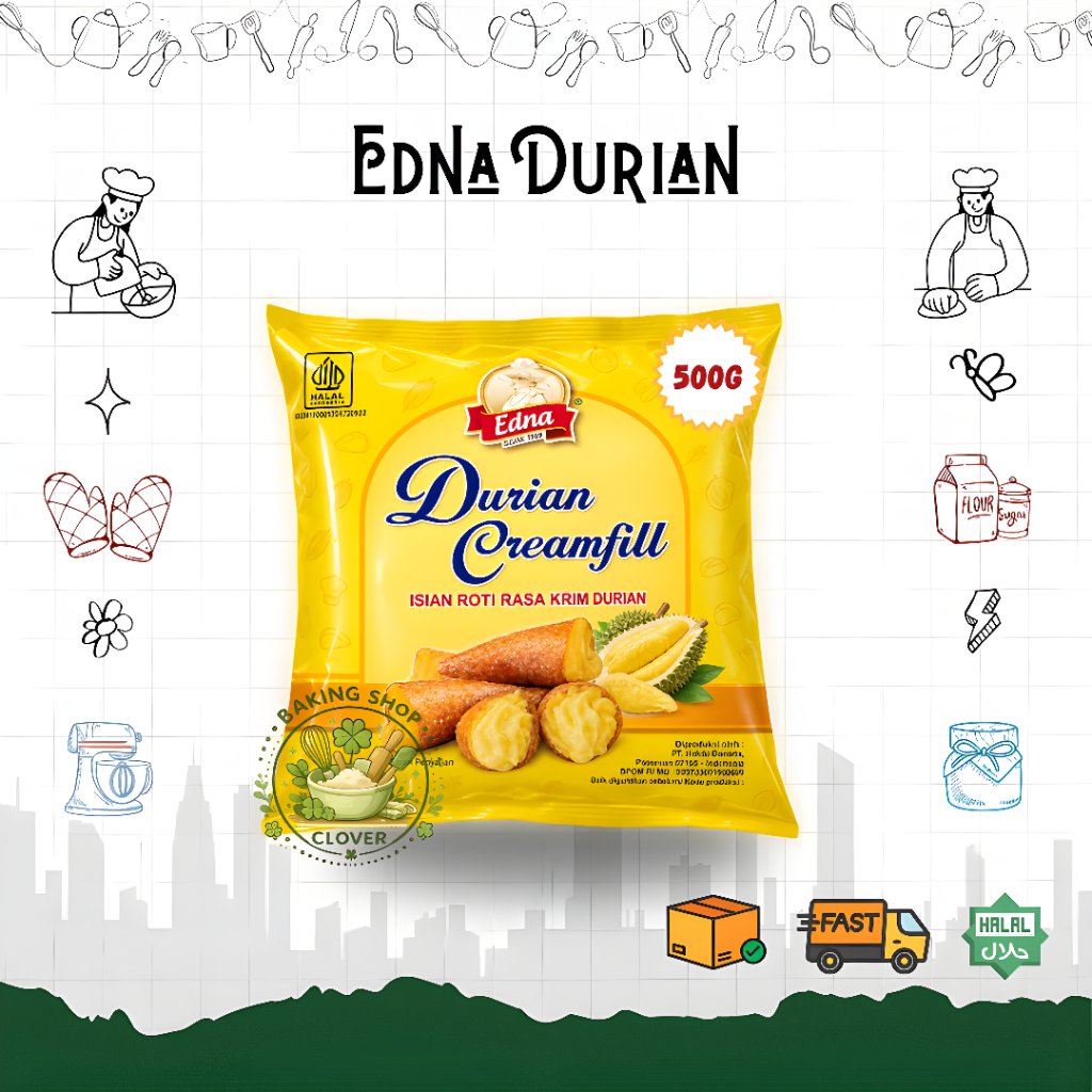 Creamfil Selai Durian Edna 500gr - Isian Roti