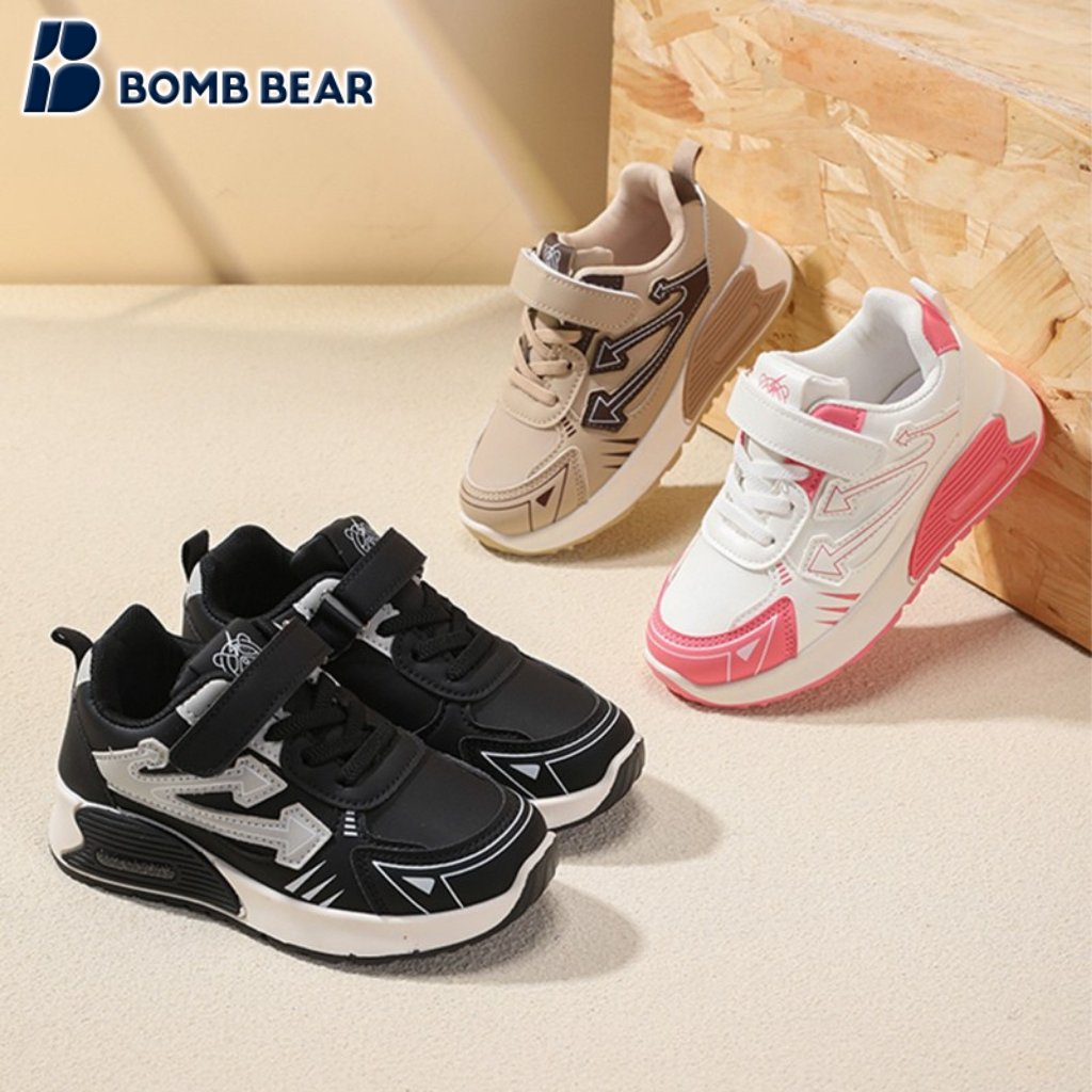Bomb Bear Sepatu Sneakers Sekolah Anak Laki Laki SD Hitam Sport Anti Slip 3-12 Tahun 6307