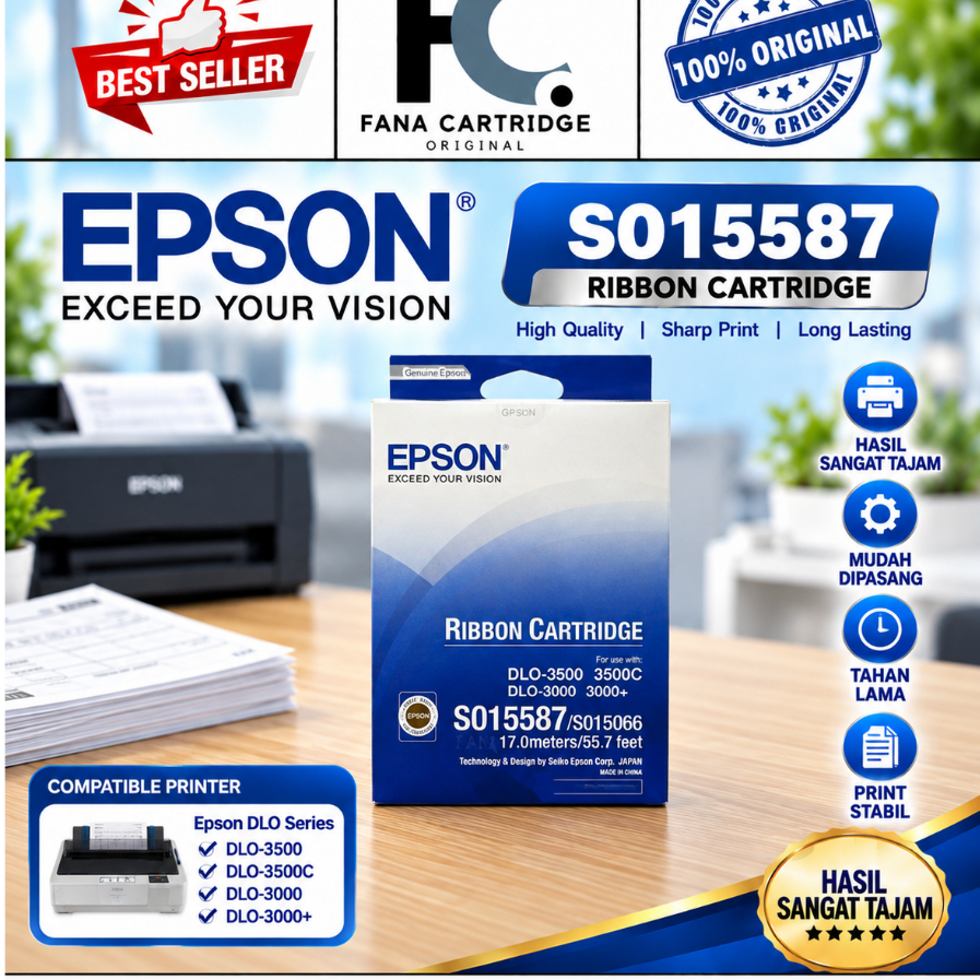 Ribbon Cartridge Epson DLQ-3000 DLQ-3500 DLQ-3500+ Pita Ori S015587