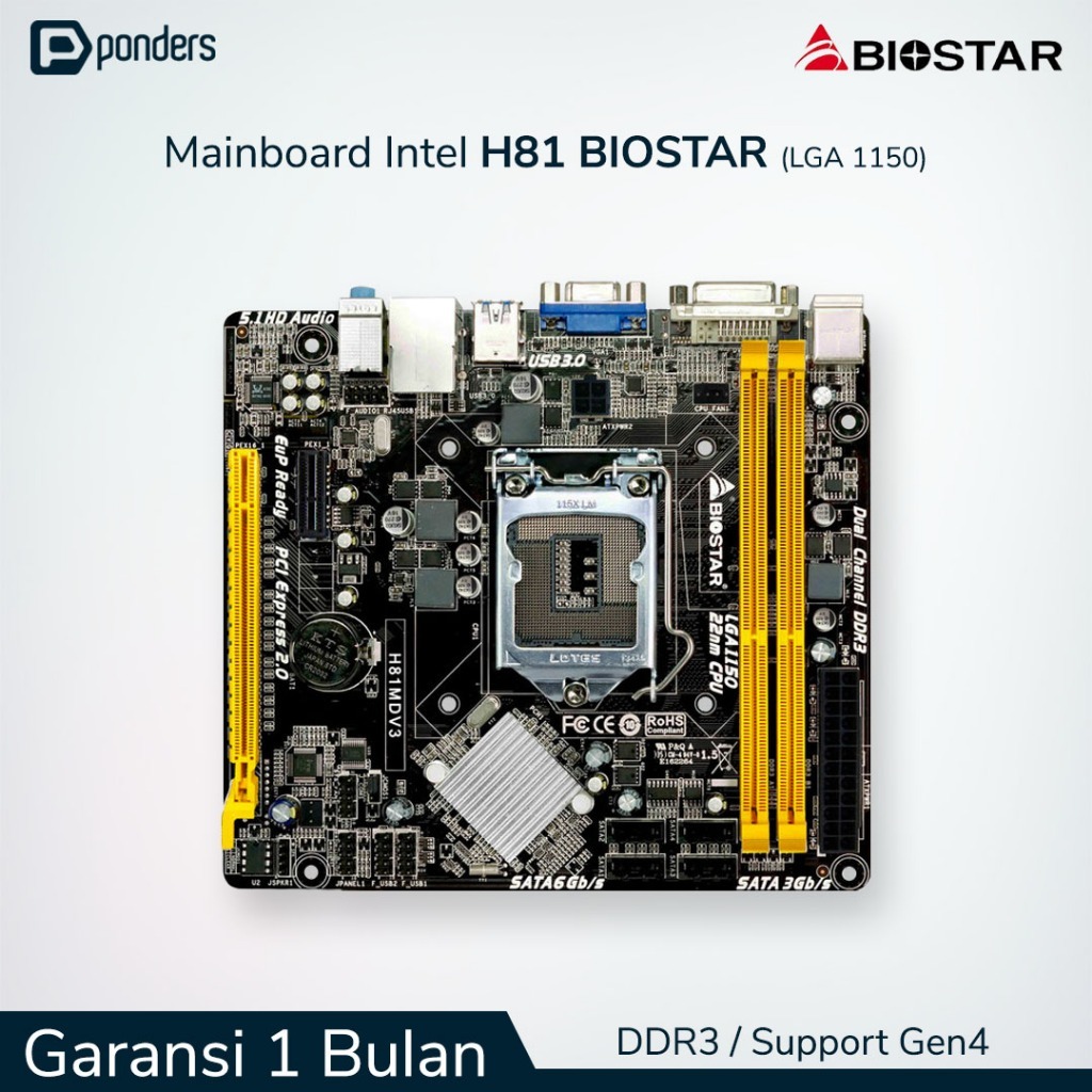 Mainboard Intel Biostar H81 LGA 1150 DDR3 Support Gen4