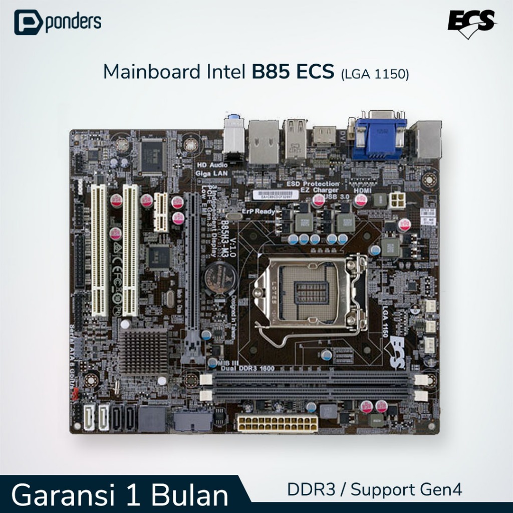 Mainboard Intel ECS B85 LGA 1150 DDR3 Support Gen4