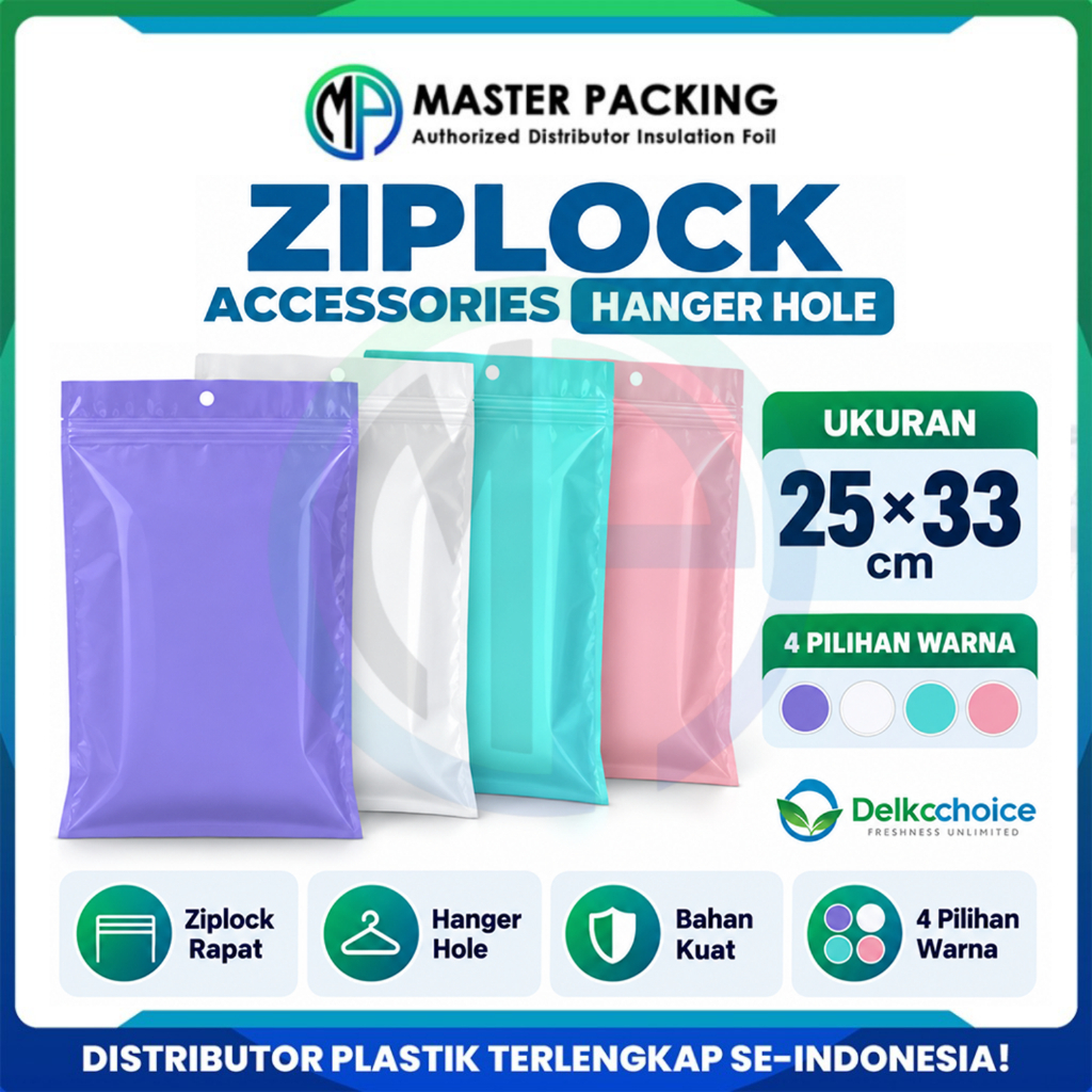 Plastik Klip Kombinasi AKSESORIS - Lay Bag Zipper Ziplock WITH HANGER HOLE MURAH SATUAN