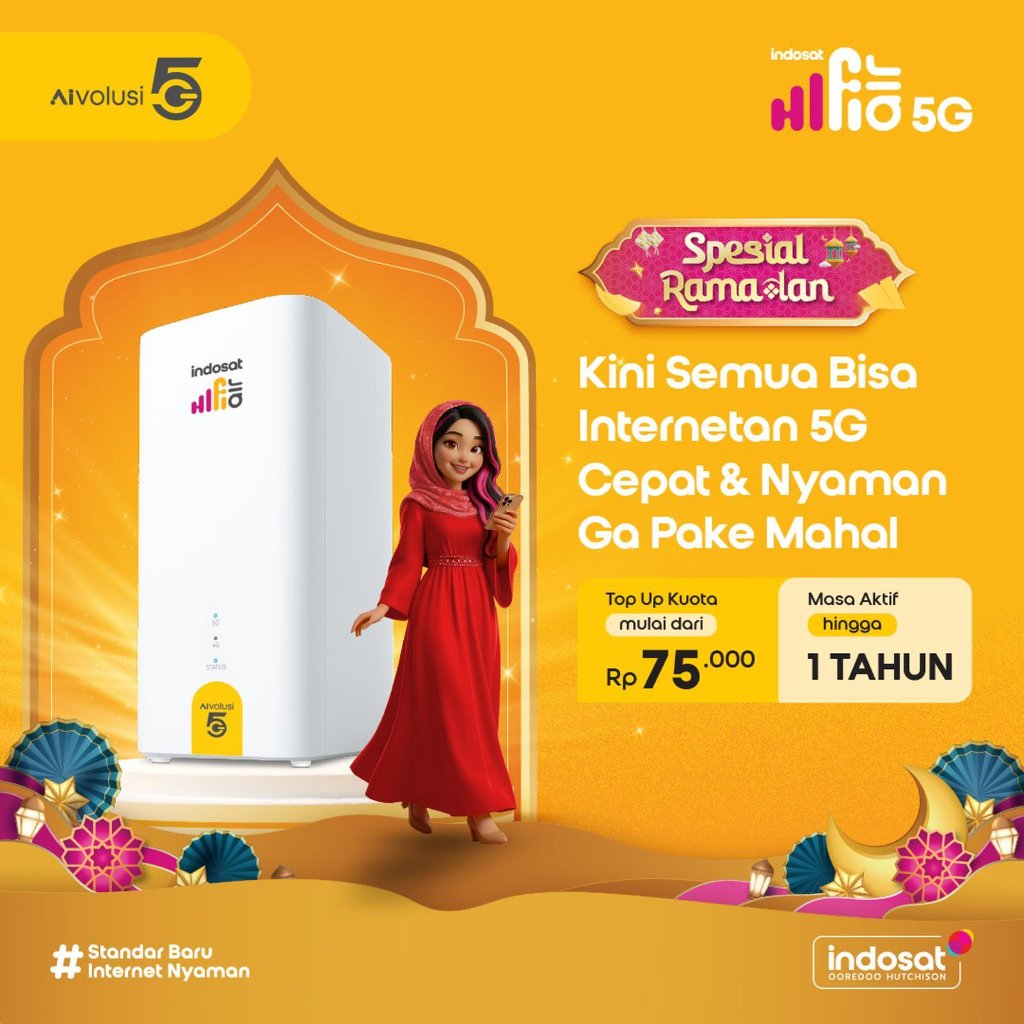 Indosat Hifi Air Tri 5G H2 H153-381 Modem 5G Hifi Air Free 75GB Garansi Resmi 2 Tahun - K505