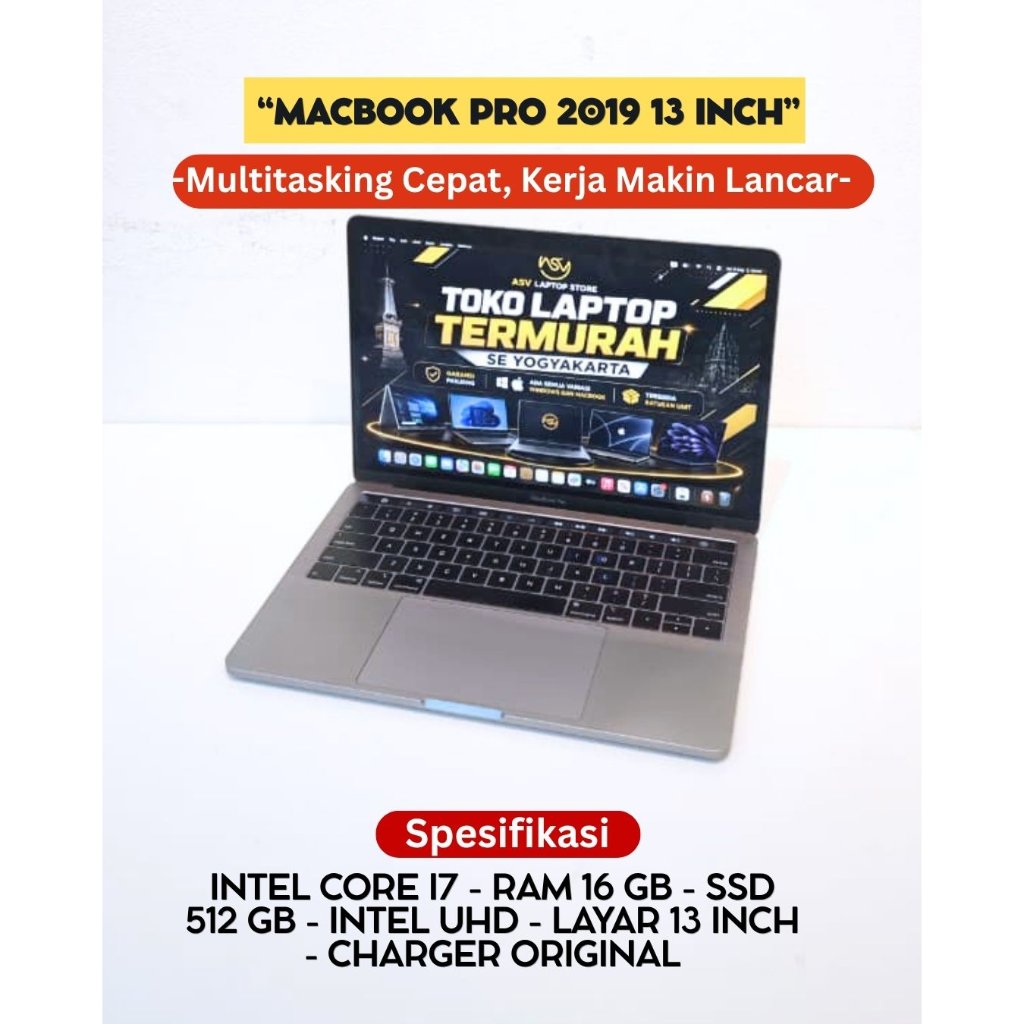 MACBOOK PRO 2019 13 INCH CORE I7 RAM 16GB SSD 512GB 13 INCH APPLE ORIGINAL MULTITASKING EDITING REND