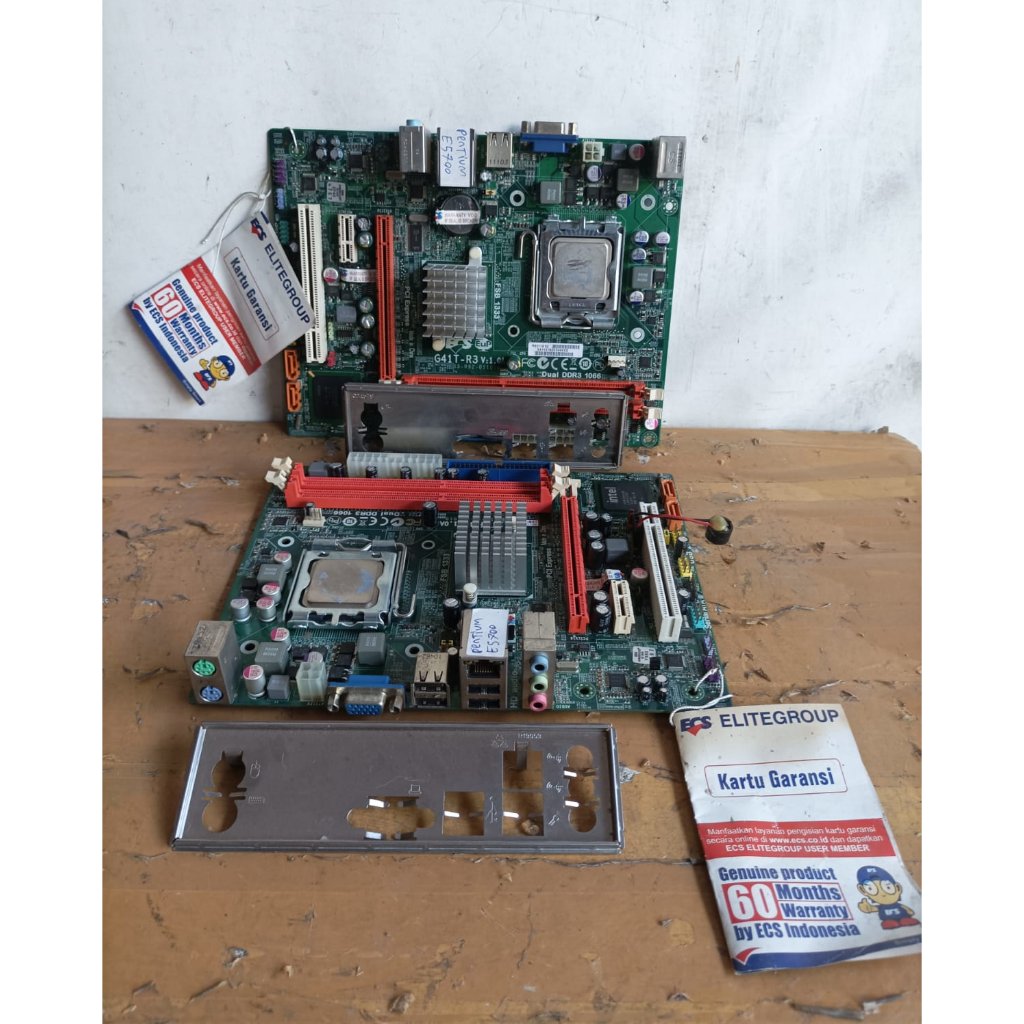 mainboard ecs g41t-r3 pentium dual core e2200 ddr3 lga 775 siap pakai