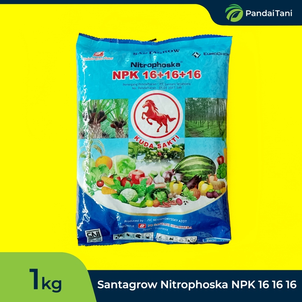 PUPUK SANTAGROW NITROPHOSKA NPK 16 16 16 BERAT 1 KG KEMASAN PABRIK
