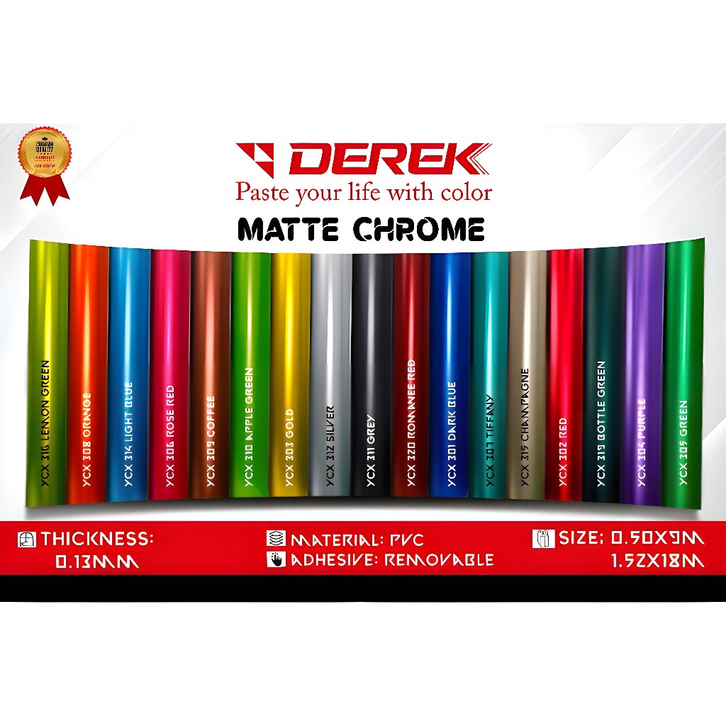 STICKER SKOTLET DEREK MATTE CHROME METALIK DOFF / VINYL WRAP MOBIL DAN MOTOR 50CM x 9M