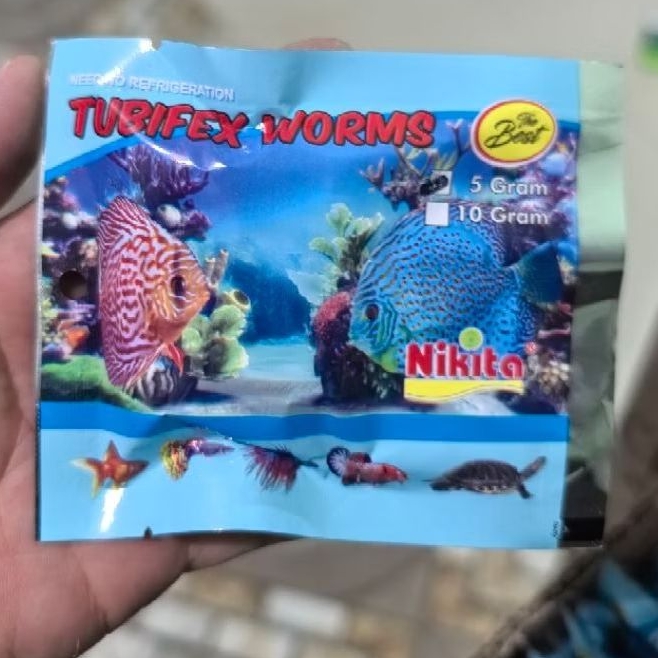 Makanan Ikan Cacing Kering Sutra TUBIFEX WORM NIKITA 5GR / Cacing Sutra Kering