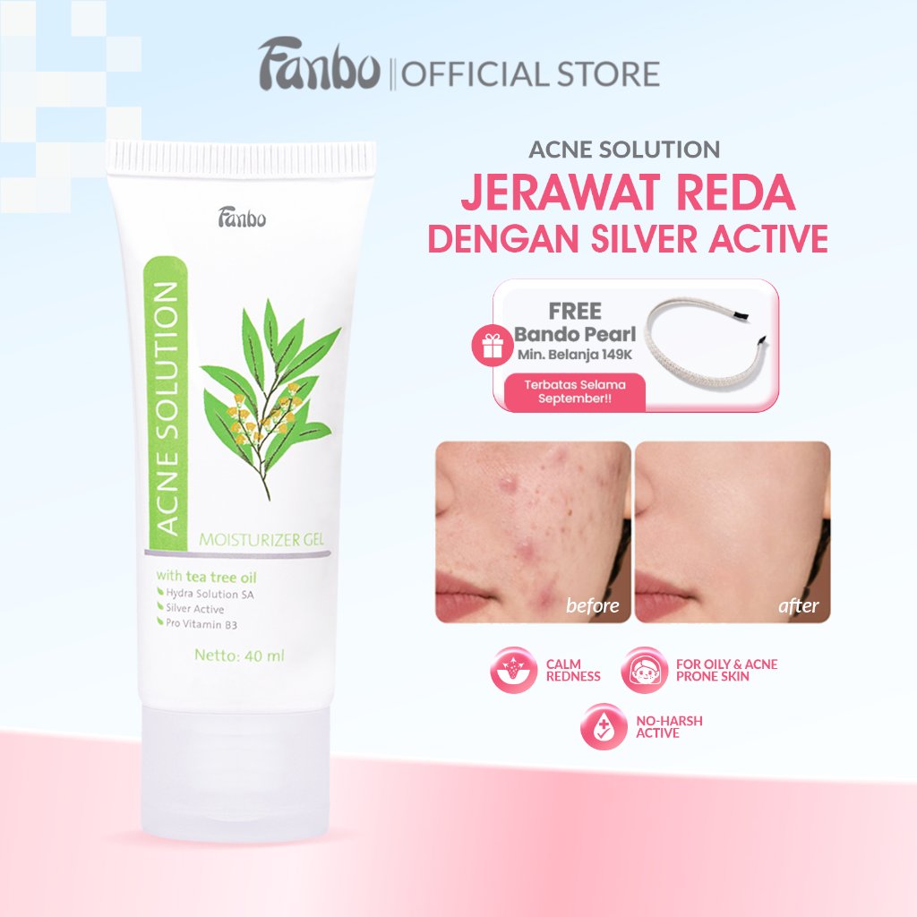 Fanbo Acne Solution Moisturizer - Gel 40ml - Melembabkan dan Menyamarkan bekas jerawat/noda hitam - 