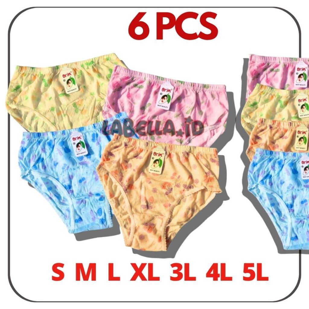 TERMURAH PAKET 6 PCS CD WANITA ORIN | CELANA DALAM WANITA  ORIN ANAK - DEWASA SIZE S - 5L  LABELLA.I
